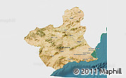 Satellite 3D Map of Murcia, single color outside