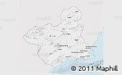 Silver Style 3D Map of Murcia, single color outside