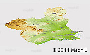 Physical Panoramic Map of Murcia, cropped outside