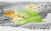 Physical Panoramic Map of Murcia, desaturated