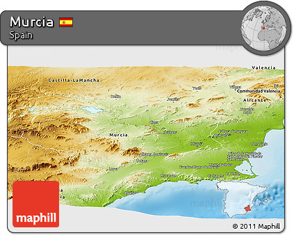 Physical Panoramic Map of Murcia