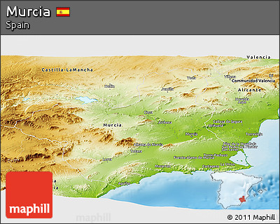 Physical Panoramic Map of Murcia