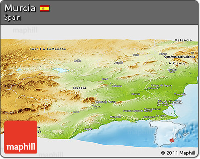 Physical Panoramic Map of Murcia
