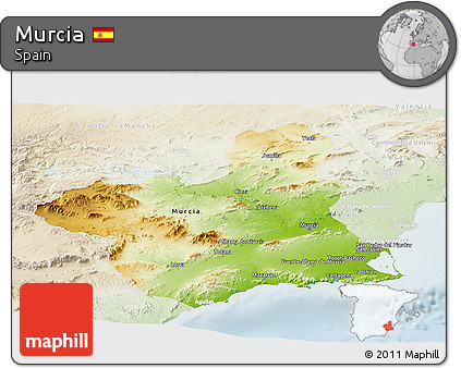 Physical Panoramic Map of Murcia, lighten