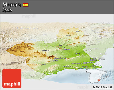 Physical Panoramic Map of Murcia, lighten