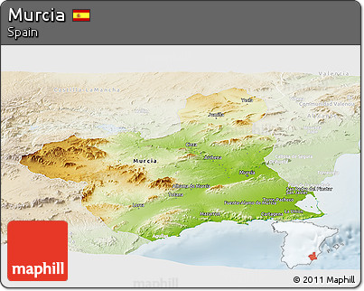Physical Panoramic Map of Murcia, lighten