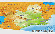 Physical Panoramic Map of Murcia, political outside