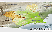 Physical Panoramic Map of Murcia, semi-desaturated