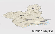 Shaded Relief Panoramic Map of Murcia, cropped outside