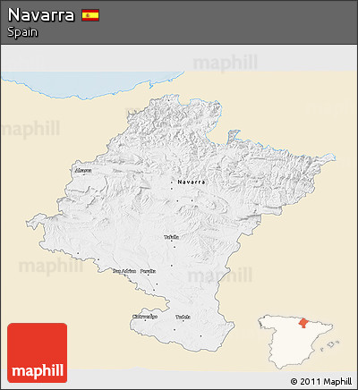Classic Style 3D Map of Navarra, single color outside