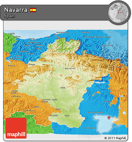 Physical 3D Map of Navarra, political outside