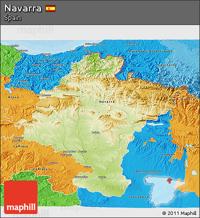 Physical 3D Map of Navarra, political outside