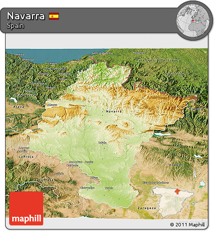 Physical 3D Map of Navarra, satellite outside