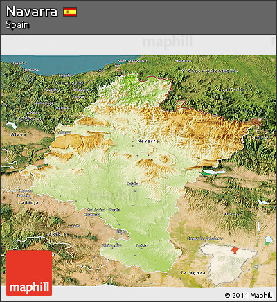 Physical 3D Map of Navarra, satellite outside