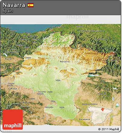 Physical 3D Map of Navarra, satellite outside