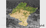 Satellite 3D Map of Navarra, darken, desaturated
