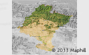 Satellite 3D Map of Navarra, lighten, desaturated