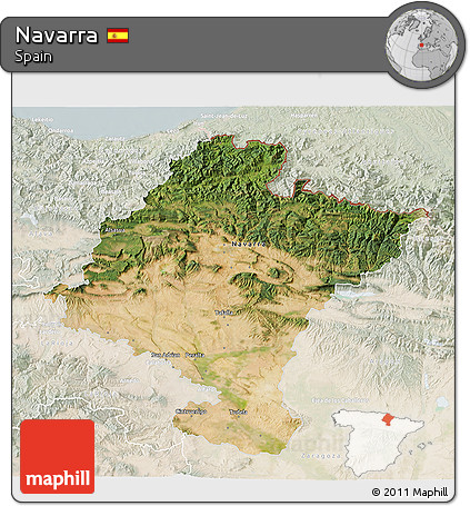 Satellite 3D Map of Navarra, lighten