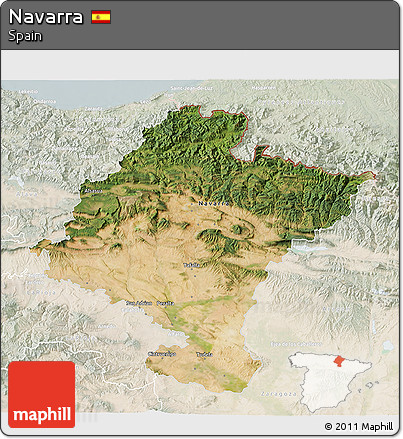 Satellite 3D Map of Navarra, lighten