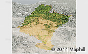 Satellite 3D Map of Navarra, lighten, semi-desaturated