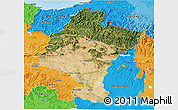 Satellite 3D Map of Navarra, political outside