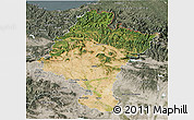 Satellite 3D Map of Navarra, semi-desaturated