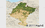 Satellite 3D Map of Navarra, shaded relief outside