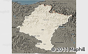 Shaded Relief 3D Map of Navarra, darken