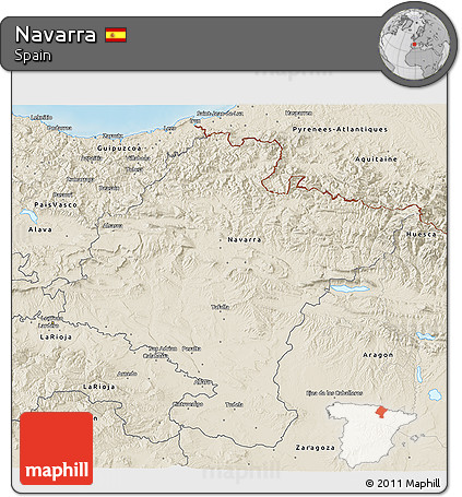 Shaded Relief 3D Map of Navarra