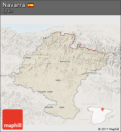 Shaded Relief 3D Map of Navarra, lighten