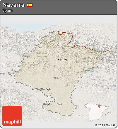 Shaded Relief 3D Map of Navarra, lighten