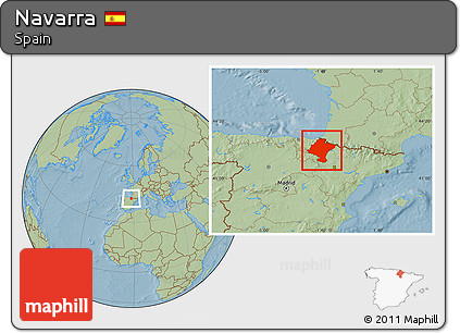 Savanna Style Location Map of Navarra, hill shading