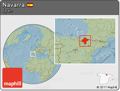 Savanna Style Location Map of Navarra, hill shading