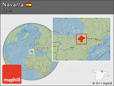 Savanna Style Location Map of Navarra, hill shading