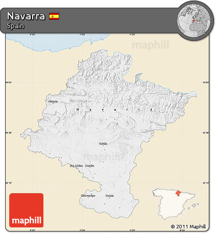 Classic Style Map of Navarra, single color outside