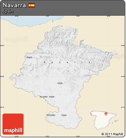 Classic Style Map of Navarra, single color outside