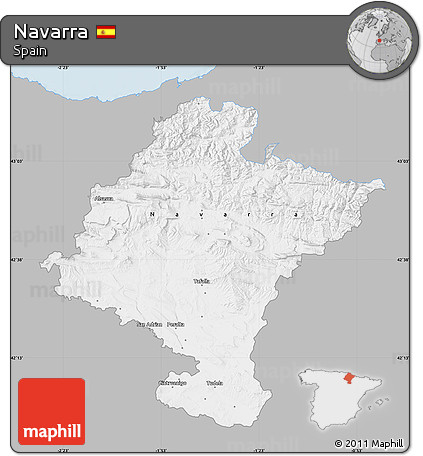 Gray Map of Navarra, single color outside