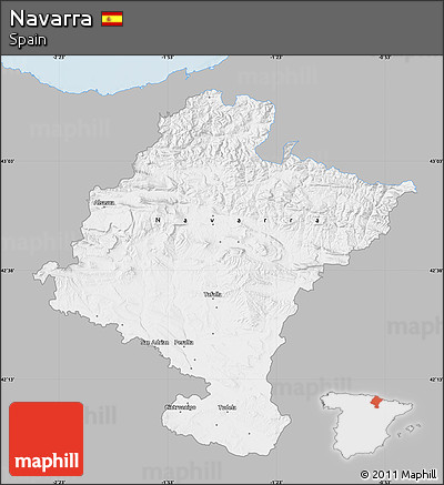 Gray Map of Navarra, single color outside