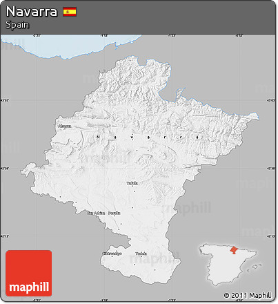 Gray Map of Navarra, single color outside