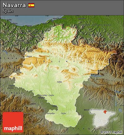 Physical Map of Navarra, darken