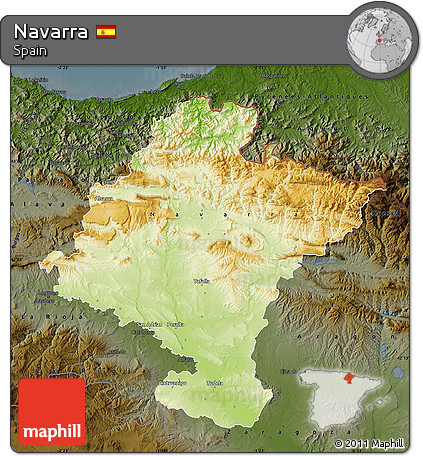 Physical Map of Navarra, darken