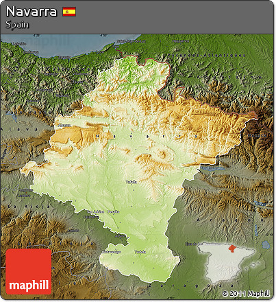 Physical Map of Navarra, darken