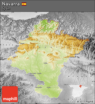 Physical Map of Navarra, desaturated