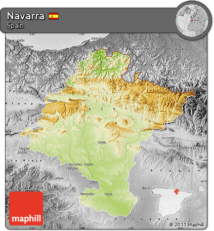 Physical Map of Navarra, desaturated