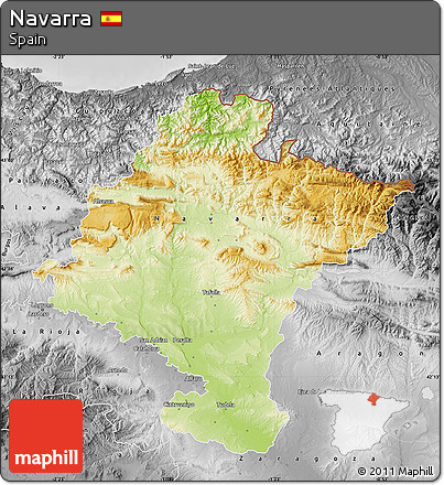 Physical Map of Navarra, desaturated