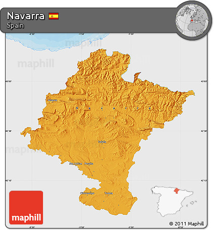 Political Map of Navarra, single color outside