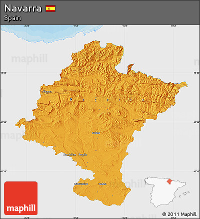 Political Map of Navarra, single color outside