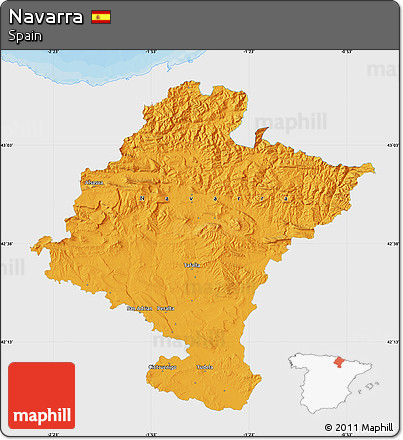 Political Map of Navarra, single color outside