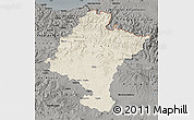 Shaded Relief Map of Navarra, darken, semi-desaturated