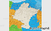 Shaded Relief Map of Navarra, political outside